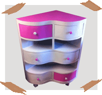 meuble en carton, table, tables de nuit, mobilier en carton.