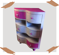 mobilier ne carton, table de nuit carton, table chinoise, tables en carton.